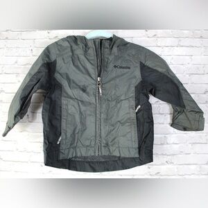 Columbia Boys Size 2T Windbreaker Hooded Black Gray Jacket